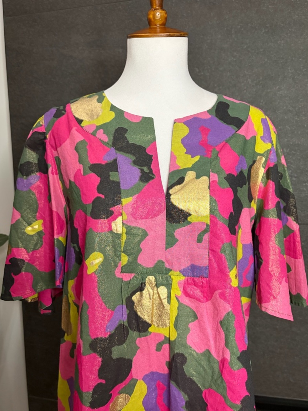 Jude Connally Multicolor Metallic Camouflage Top Size Oversized XS - Picture 3 of 10